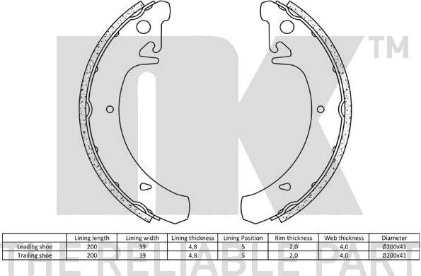 NK 2723442 - Комплект спирачна челюст vvparts.bg