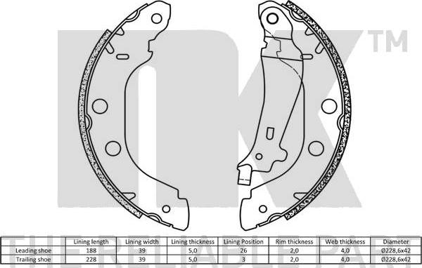 NK 2722614 - Комплект спирачна челюст vvparts.bg