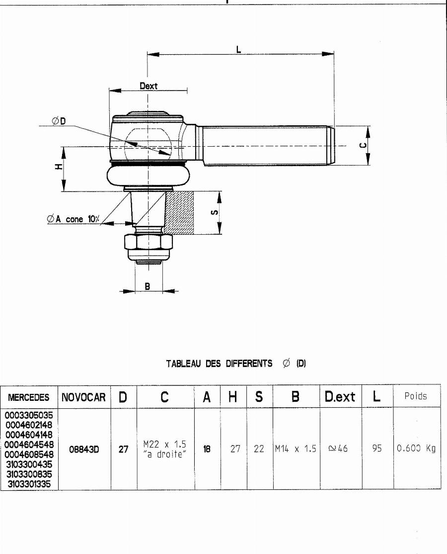 NOVOCAR 08843D - Ъглов шарнир, надлъжна кормилна щанга vvparts.bg