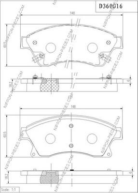 NPS D360O16 - Комплект спирачно феродо, дискови спирачки vvparts.bg