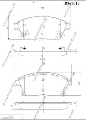 NPS D360O17 - Комплект спирачно феродо, дискови спирачки vvparts.bg