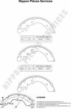 NPS H350A04 - Комплект спирачна челюст vvparts.bg