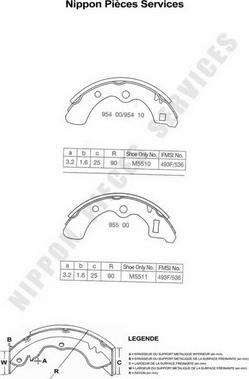 NPS H350A02 - Комплект спирачна челюст vvparts.bg