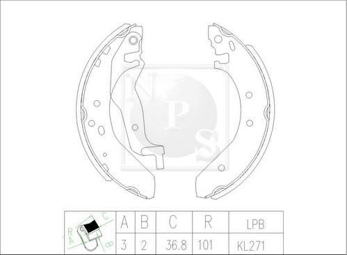 NPS H350A15 - Комплект спирачна челюст vvparts.bg