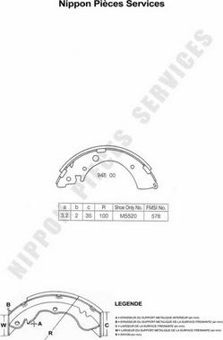 NPS H350A20 - Комплект спирачна челюст vvparts.bg