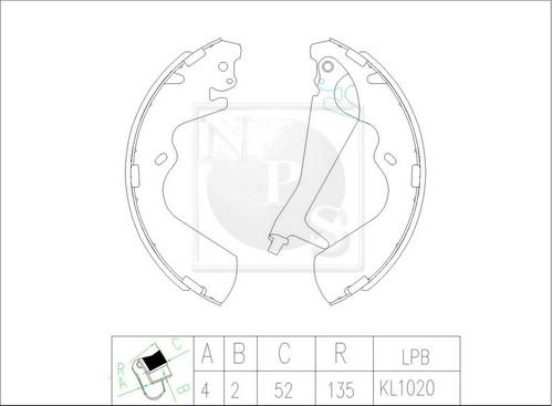 NPS H350I04 - Комплект спирачна челюст vvparts.bg