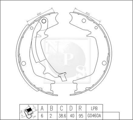 NPS H350I14 - Комплект спирачна челюст vvparts.bg