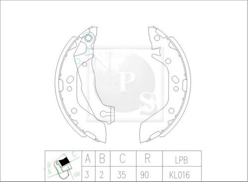 NPS H350I11 - Комплект спирачна челюст vvparts.bg