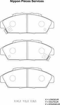 NPS H360A51 - Комплект спирачно феродо, дискови спирачки vvparts.bg