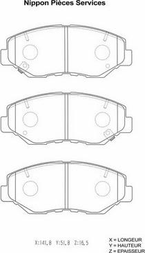 NPS H360A08 - Комплект спирачно феродо, дискови спирачки vvparts.bg