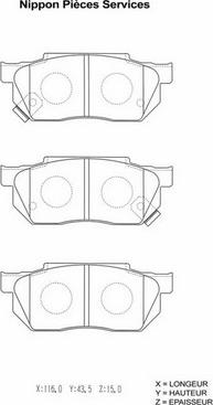 NPS H360A19 - Комплект спирачно феродо, дискови спирачки vvparts.bg