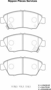 NPS H360A34 - Комплект спирачно феродо, дискови спирачки vvparts.bg