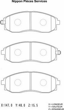 NPS H360I02 - Комплект спирачно феродо, дискови спирачки vvparts.bg