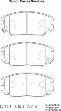 NPS H360I19 - Комплект спирачно феродо, дискови спирачки vvparts.bg