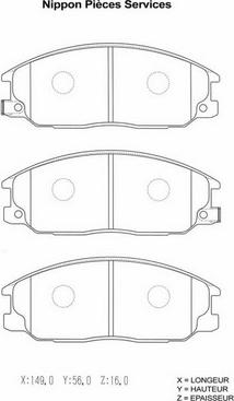 NPS H360I15 - Комплект спирачно феродо, дискови спирачки vvparts.bg