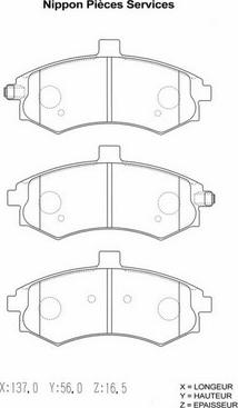 NPS H360I16 - Комплект спирачно феродо, дискови спирачки vvparts.bg