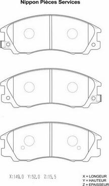 NPS H360I11 - Комплект спирачно феродо, дискови спирачки vvparts.bg