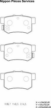 NPS H361A05 - Комплект спирачно феродо, дискови спирачки vvparts.bg