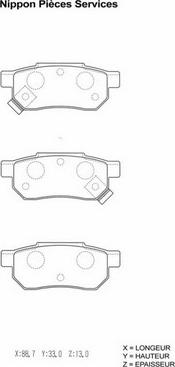 NPS H361A08 - Комплект спирачно феродо, дискови спирачки vvparts.bg