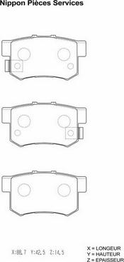 NPS H361A10 - Комплект спирачно феродо, дискови спирачки vvparts.bg