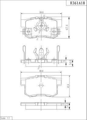 NPS H361A18 - Комплект спирачно феродо, дискови спирачки vvparts.bg