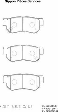 NPS H361I05 - Комплект спирачно феродо, дискови спирачки vvparts.bg