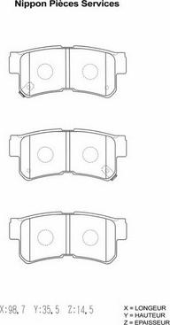 NPS H361I00 - Комплект спирачно феродо, дискови спирачки vvparts.bg