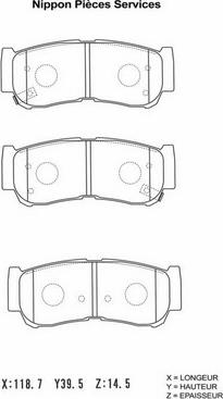 NPS H361I08 - Комплект спирачно феродо, дискови спирачки vvparts.bg