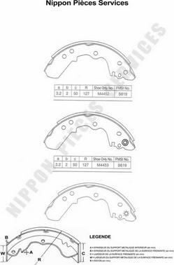 NPS I350U04 - Комплект спирачна челюст vvparts.bg