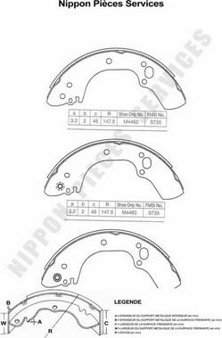 NPS I350U02 - Комплект спирачна челюст vvparts.bg