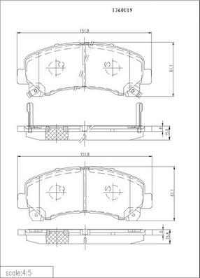 NPS I360U19 - Комплект спирачно феродо, дискови спирачки vvparts.bg