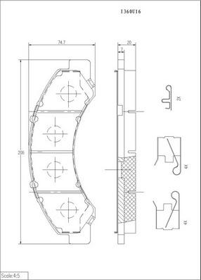 NPS I360U16 - Комплект спирачно феродо, дискови спирачки vvparts.bg