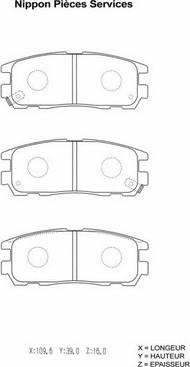 NPS I361U02 - Комплект спирачно феродо, дискови спирачки vvparts.bg