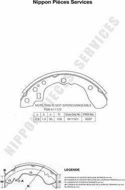 NPS K350A01 - Комплект спирачна челюст vvparts.bg