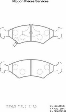 NPS K360A04 - Комплект спирачно феродо, дискови спирачки vvparts.bg