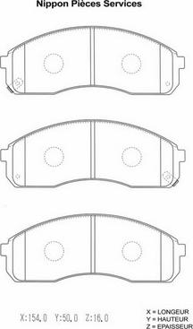 NPS K360A08 - Комплект спирачно феродо, дискови спирачки vvparts.bg