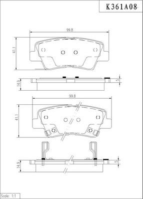 NPS K361A08 - Комплект спирачно феродо, дискови спирачки vvparts.bg