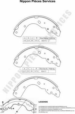 NPS M350A04 - Комплект спирачна челюст vvparts.bg