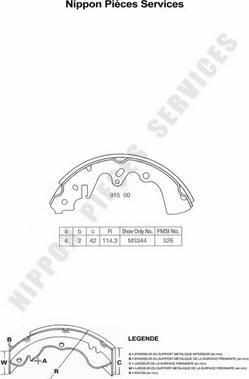 NPS M350A03 - Комплект спирачна челюст vvparts.bg