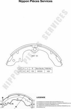 NPS M350A13 - Комплект спирачна челюст vvparts.bg