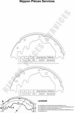 NPS M350A33 - Комплект спирачна челюст vvparts.bg