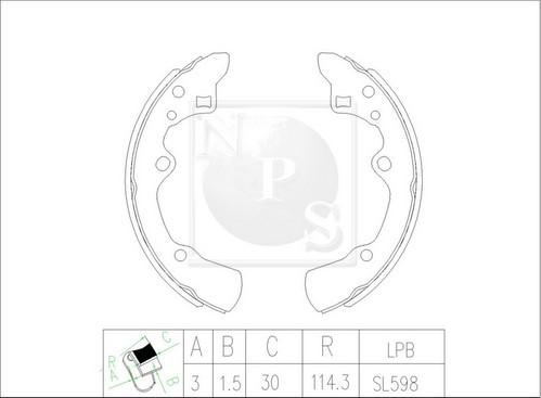 NPS M350A29 - Комплект спирачна челюст vvparts.bg