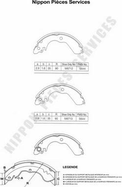 NPS M350I00 - Комплект спирачна челюст vvparts.bg