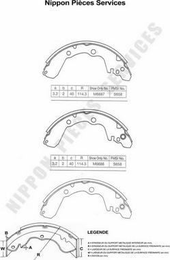 NPS M350I30 - Комплект спирачна челюст vvparts.bg