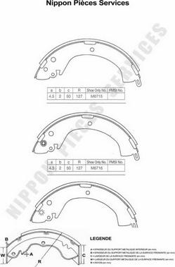 NPS M350I21 - Комплект спирачна челюст vvparts.bg