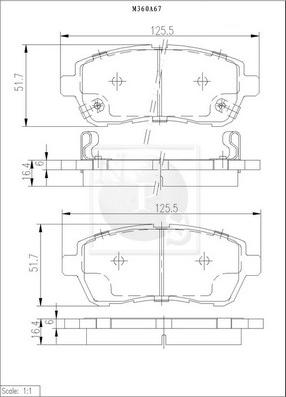 NPS M360A67 - Комплект спирачно феродо, дискови спирачки vvparts.bg