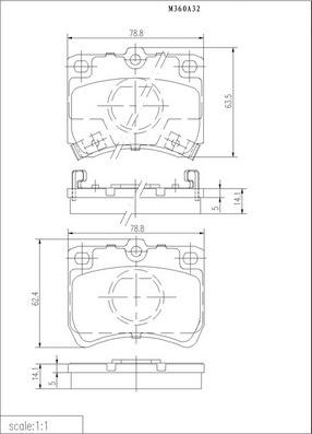 NPS M360A32 - Комплект спирачно феродо, дискови спирачки vvparts.bg