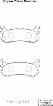 NPS M361A15 - Комплект спирачно феродо, дискови спирачки vvparts.bg