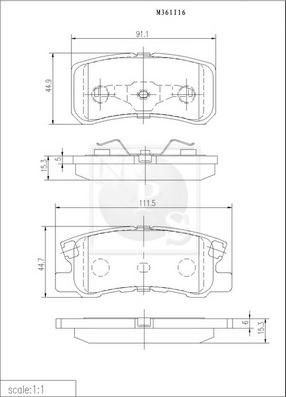 NPS M361I16 - Комплект спирачно феродо, дискови спирачки vvparts.bg