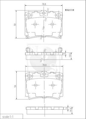 NPS M361I10 - Комплект спирачно феродо, дискови спирачки vvparts.bg